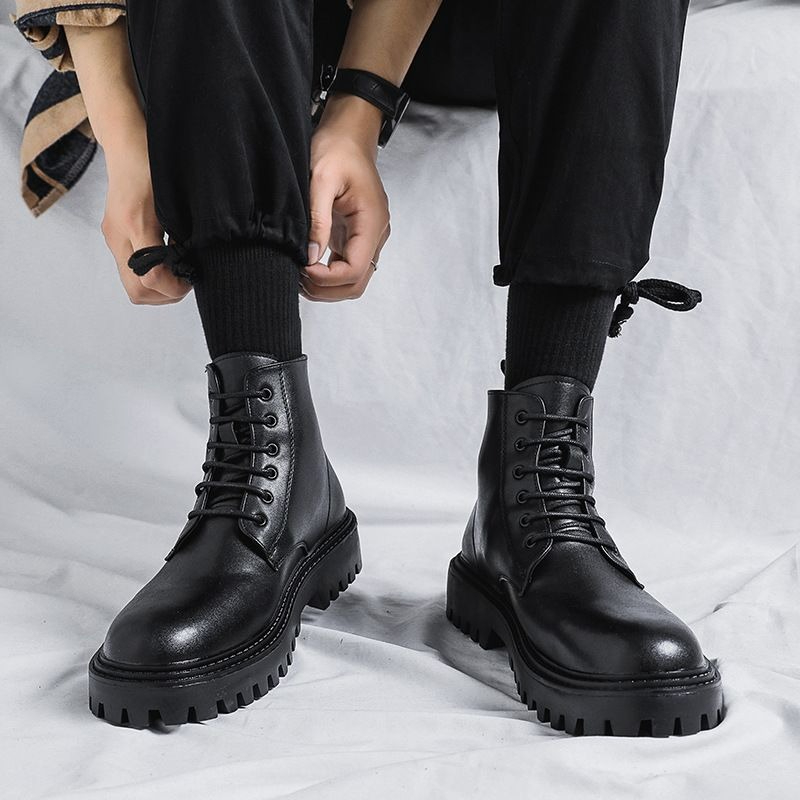 Men High Top Leather Boots Fas - огляд і ціна Men'S Shoes To Increase Height