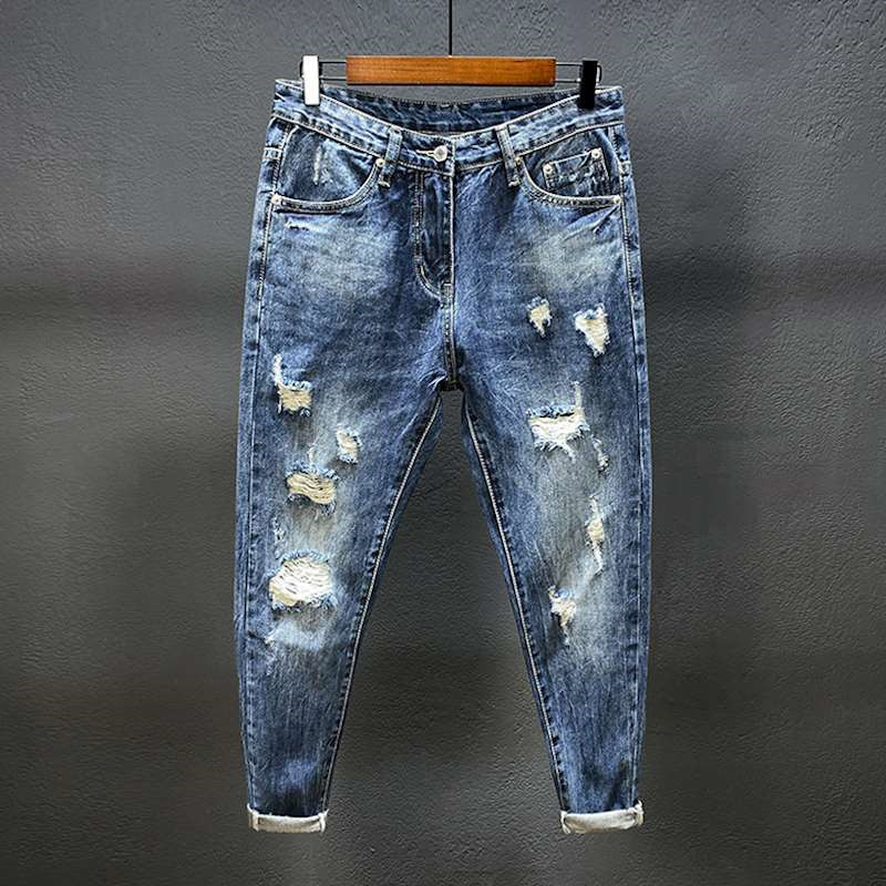 Nine-point jeans with holes fo - огляд і ціна Men'S Shoes For Jeans
