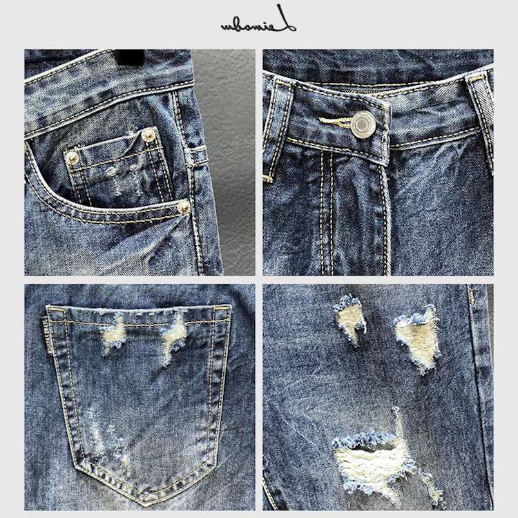 Nine-point jeans with holes fo - огляд і ціна Men'S Shoes For Jeans