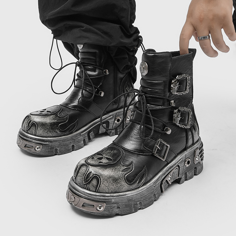 Punk Style Retro Cool Skull Fl - огляд і ціна Men'S Shoes To Increase Height