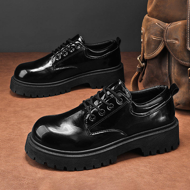Men Glossy Leather Lace‑up Pla - огляд і ціна Men Shoes For Office Work