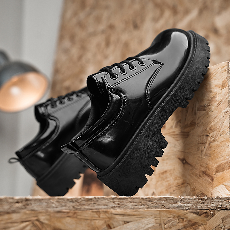 Men Glossy Leather Lace‑up Pla - огляд і ціна Men Shoes For Office Work