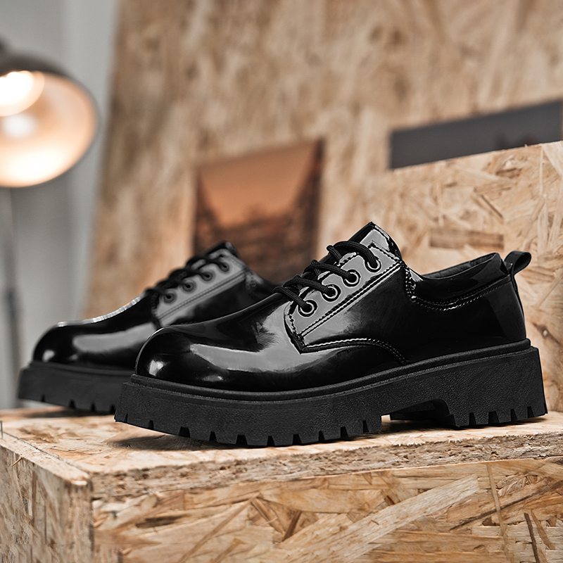 Men Glossy Leather Lace‑up Pla - огляд і ціна Men Shoes For Office Work
